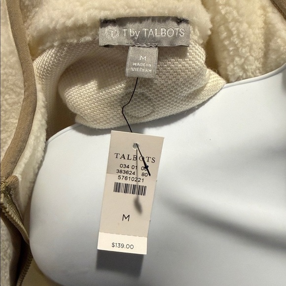 NWT T by Talbots Vintage Sherpa Full Zip Women's Cream Fleece Jacket sizeMedium - Picture 8 of 8